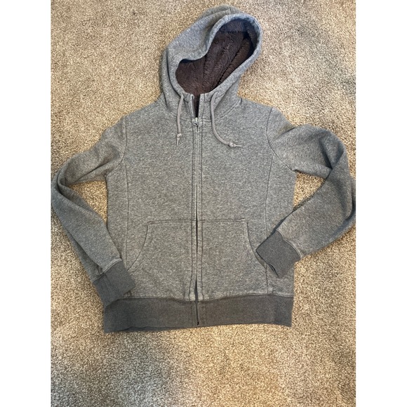 Uniqlo Tops - Uniqlo Sherpa Lined Hoodie Gray Full Zip Hooded Sweatshirt Size S